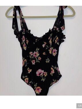 Forever 21 Black Floral Bodysuit